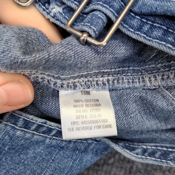 Lakin McKey Toddler Denim Bib Overalls Blue 18M Buckle Carpenter Pocket Cotton - Picture 9 of 12